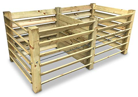 GartenDepot24 Composteur double en bois 188 x 100 x 80 cm – env. 1300 l