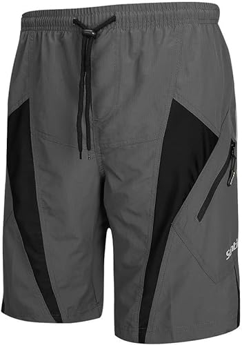 Santic MTB Hose Herren Kurz Fahrradhose Radhose Sitzpolster Mountainbike Hose Radsportshorts Atmungsaktiv Bike Shorts Grau XXL