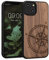 kwmobile Carcasa Compatible con Apple iPhone 14 Funda - Funda de Madera de Nogal con Bumper antigolpes - de Aguja magnética