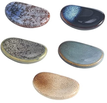 Small Ceramic Spoon Rest 5 pcs (0.55 x 1.45 x 2.16), Spoon Rest for Stove Top,Heat Resistant Porcelain Spoon Utensil Holder-Kitchen Utensil Rest Table Decor and Accessories