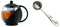 Café Ole CMP-07TP Everyday Round Tea Pot Infuser Basket Glass Teapot Loose Leaf 700 ml/24 oz, Black & Tea People Measuring Spoon for Loose Leaf Tea, 1 Perfect Cup Size S/Steel, Silver