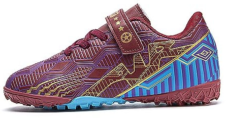 Teenager Outdoor Sport Children's Football Sneakers Soccer Shoes for Kids Astro Turf Trainers Red 12.5UK