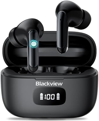 Blackview Cuffie Bluetooth Airbuds 8,Auricolari Bluetooth con 4 HD ENC Mic Cancellazione Rumore attiva dei rumori HiFi Stereo, Cuffie Wireless con LED Display 56 Ore, IPX7 Impermeabile Auricolari