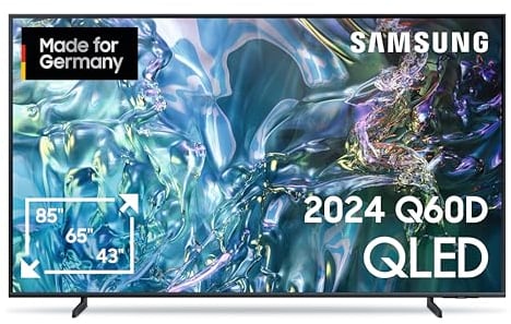 Samsung QLED TV 4K Q60D Fernseher 50 Zoll (125 cm), Fernseher mit Cloud-Gaming Hub, 60Hz HDR-Panel, 4K Upscaling, Tizen OS, Smart TV, Alexa, Knox Security, 3D Surround Sound & Q-Symphony