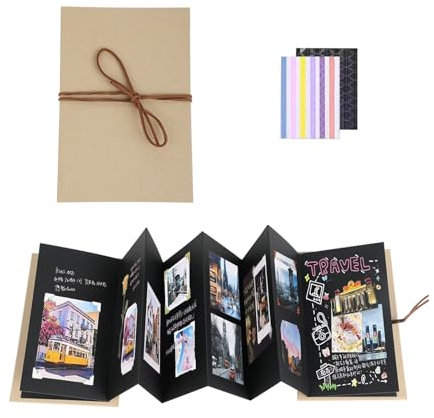 Mini Fotoalbum 5 Inch - Fotoalbum zum Selbstgestalten und Einkleben, DIY Scrapbook Fotobuch als Abschluss Geschenk, Geburtstagsgeschenk oder Hochzeitstagsgeschenk (34 Seiten, 17,5 x 11,5 cm)