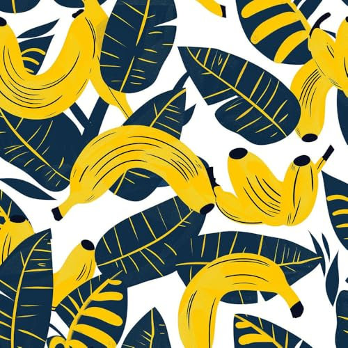 JIAOQSS Papier Peint Adhesif Mural Feuilles de bananier dessinées à la main Art déco Papier Peint Graphique Papier Peint Adhesif Mural Papier Peint Motif Salle de Bain Chambre Salon