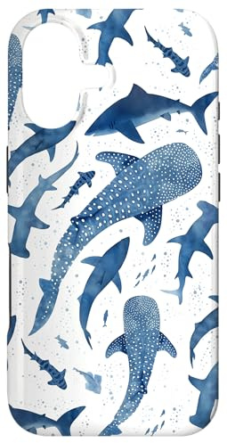 Hülle für iPhone 17 Walhai-Muster Ozeanblau Aquarell Meeresleben Collage