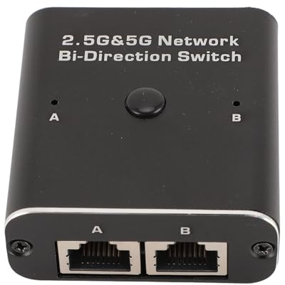 SENECESLI 2 Port RJ45 2,5G 5G Netzwerkschalter Physikalischer Isolation Mechanischer Schalter Einfach zu Bedienung und Kompaktes Design für Home Office Verwenden Aluminiumlegiermaterial.