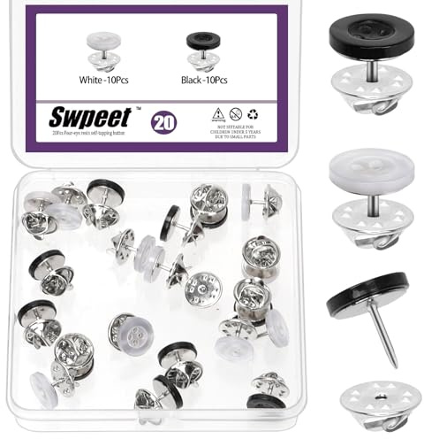 Swpeet 20 Sets 12mm / 0,47 No Cucina Camicia Pulsanti 4 Foro Resina Coprire i Pulsanti Kit, Anti-Esposizione Pin Pulsanti Pin, Rimovibile, Pin Pulsante di sicurezza per abbigliamento