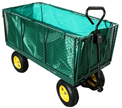 XXL Gartenwagen, Handanhänger, mit Plane, abnehmbare Seiten, max. 600 kg