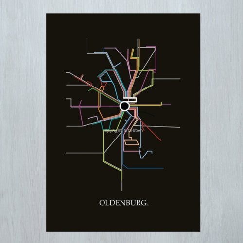 satebben Wandbild - Liniennetz Oldenburg XXL Din A1 Poster OL Design Kunstdruck (schwarz, 594mm x 841mm / 59cm x 84cm)