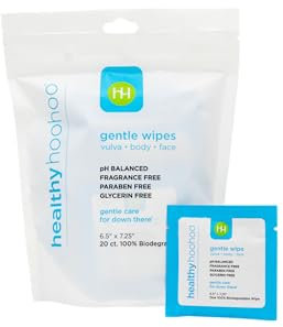 healthy hoohoo Individually Wrapped Feminine Wipes - Biodegradable, Gentle, All Natural (20 Pack)