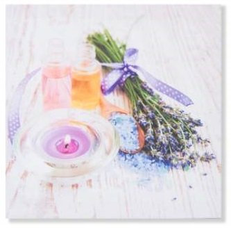 Cadre Toile Tableau Zen Spa Fleurs et Bougie - 28 x 28 cm (M4)