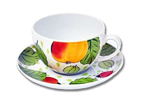 Helina Tilk Apfel Tasse mit Unterteller 0,4L Porzellan handbemalt