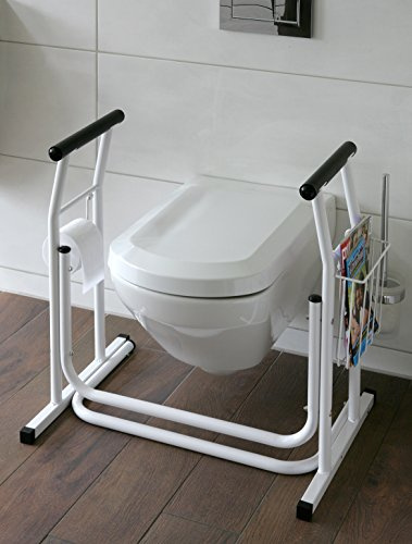 HeRo24 WC Aufstehhilfe – mobiles Toiletten-Stützgestell mit Haltegriff – Stützgriff für Bad & WC – sichere Aufstehhilfe für Senioren & Pflege – inkl. Schuhlöffel (70cm)