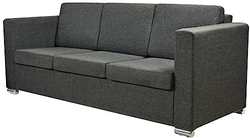 vidaXL 3-Sitzer Sofa Polstersofa Loungesofa Couch Sitzmöbel Stoff Dunkelgrau