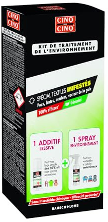 CINQ SUR CINQ Kit Environnement Anti-Poux & Lentes – Additif Lessive 150 ml + Spray Environnement 250 ml – Textiles & Surfaces