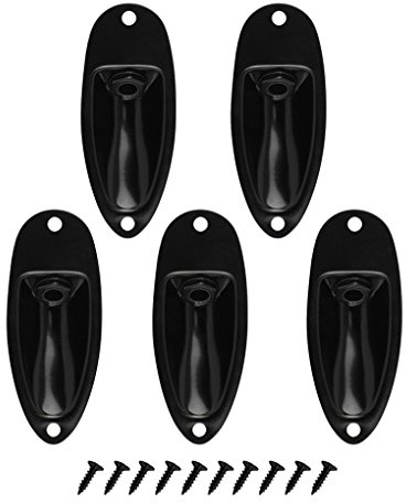 FLEOR schwarz Boot 1/10,2 cm Eingang Ausgang Jack Plug Metall Stecknuss 6,35 mm für FD ST Style E-Gitarre Teil, 5 Stück