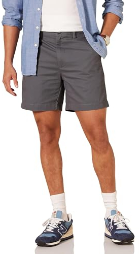 Amazon Essentials Men's Classic-Fit 7” (18 cm) Chino Shorts, Charcoal, 28W