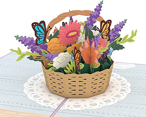 Lovepop® Blumenkorb besondere 3D-Pop-Up-Karte zum Valentinstag, Geburtstag, Muttertag | einzigartige Blumen Klapp-Karte, inklusive Grußkarte mit Einsteckfach und Umschlag