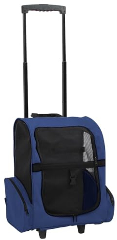 Runheo Trolley für Haustiere 3-in-1 faltbar Blau, Faltbarer Hundebuggy und Katzenwagen mit Netzfenster, leicht tragbar, Reise- und Outdoor-Transportwagen für Welpen, alte und kranke Tiere