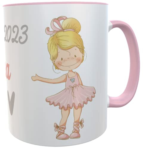 Tasse Schulkind Ballerina Wunsch-Name rosa emmapünktchen inkl. Geschenkverpackung Ballett Becher Zuckertüte