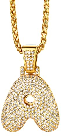 Richsteel Bubble Buchstabe Kette A Vergoldet Kette mit Buchstabe Anhänger zum Valentinstag/Geburtstag/Muttertag