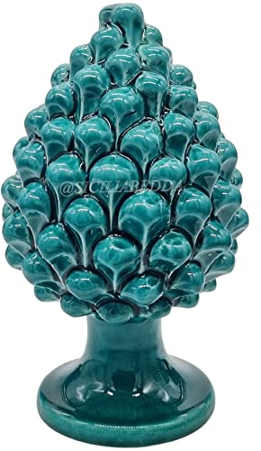 sicilia bedda - Pigna in Ceramica Siciliana - Prodotto Realizzato Interamente a Mano - Pigna Decorativa (Verde Acqua, 13x8Cm)