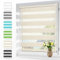 Zarnan Doppelrollo Klemmfix ohne Bohren Leinen 90x120cm(Stoffbreite 86cm) Duo Rollo Blickdicht Zebrarollo Rollos für Fenster ohne Bohren für Wohnzimmer Küche Büro lichtdurchlässig und verdunkelnd