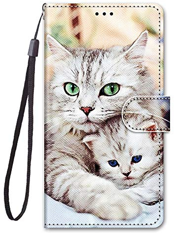 Nodigo Leder-Schutzhülle für iPhone 6S/iPhone 6, stoßfest, mit Halterung, Klappe, Design Silikon, Tiermotiv, 360, Kickstand Case, Schutzhülle für Mädchen und Herren, Geldbörse – Katze