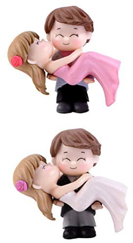 TOYANDONA Couple Cake Toppers - 2 Pairs Hugging Couple Figurines for Wedding Cake Decoration, Home Decor & Car Dashboard