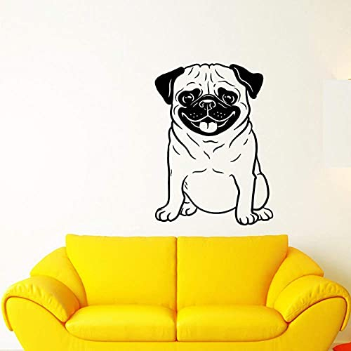 Haustier Haustier Mops Welpe Hund Vinyl Wandtattoo Wohnkultur Wohnzimmer Kunst Wandbild Wandaufkleber Abnehmbar 58X79Cm