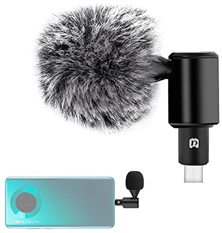 Hensych - Microfono a condensatore omnidirezionale con jack USB-C/Type-C (nero)