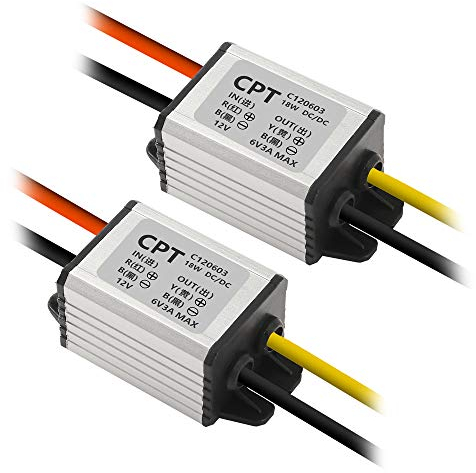 AITRIP Lot de 2 régulateurs de conversion descendante CC 12 V à 6 V 3 A 18 W Réducteur d'alimentation pour l'électronique de voiture, camion, bateau, système solaire