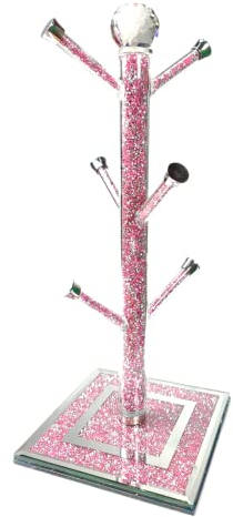Biznest PINK Crushed Diamond Kitchen Mug Cup Stand Tree Organizer Accessory Crushed Diamond Display Present Gifts for all occasion, Home Decor