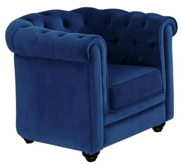 Vente-unique - Fauteuil Chesterfield - Velours Bleu Roi