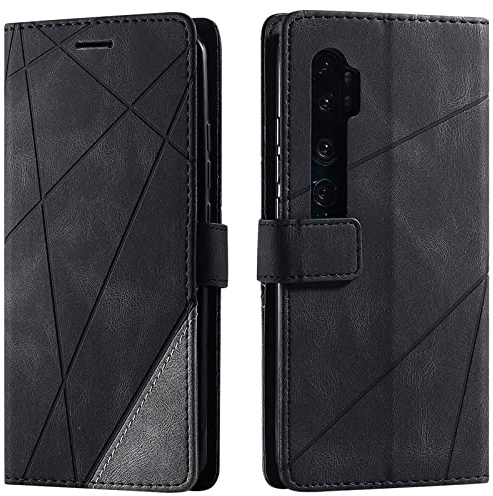 Vankii Kompatibel mit Xiaomi Mi Note 10/CC9 Pro Hülle, Flip Wallet Handyhülle PU Leder Brieftasche Tasche Case Schutzhülle [Kartenschlitzen] [Magnetverschluss] [Standfunktion] (Schwarz)