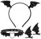 MWOOT Halloween Kostüme Fledermaus Haarschmuck mit Fledermaus Haarspangen, Fledermaus Stirnband, Damen Fledermaus Halsband, Frauen Halloween Kostüme Fledermaus Kopfschmuck Zubehör, Schwarz Haarclips