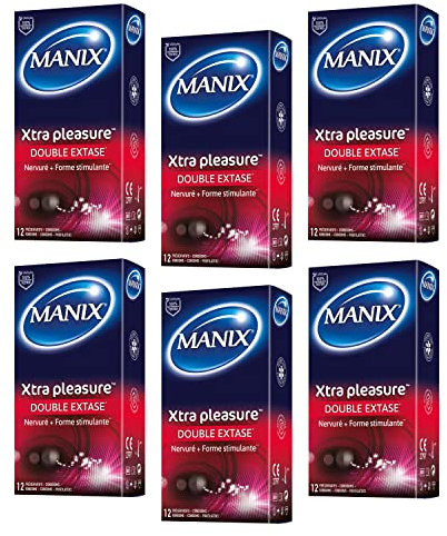 Manix - Packung mit 72 Xtra Pleasure Kondome – Doppelte Extase – Nerviert und stimulierend