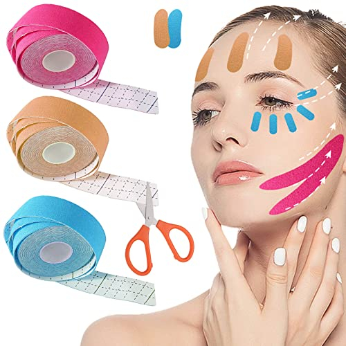 3 Bände Face Tape Wrinkles Schminkles,Anti Falten Pflaster Testsieger,Multifunktional Face Tape Patch,Anti Wrinkle Plasters,Facial Patches Für Stirn Zornesfalte Auge Nasenlinien 2.5Cm*500Cm