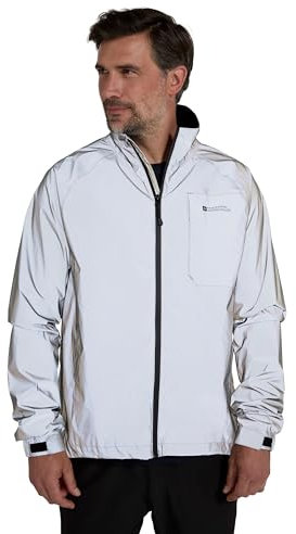 Mountain Warehouse Adrenaline Mens Waterproof Cycling Jacket - Reflective Mens Coat, Breathable Unisex Rain Coat - For Outdoors, Running & Walking Silver XXS