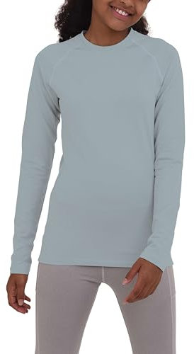 TCA Girls' SuperThermal Long Sleeve Performance Base Layer Running Training Top - Tourmaline Marl, 6-8 Years