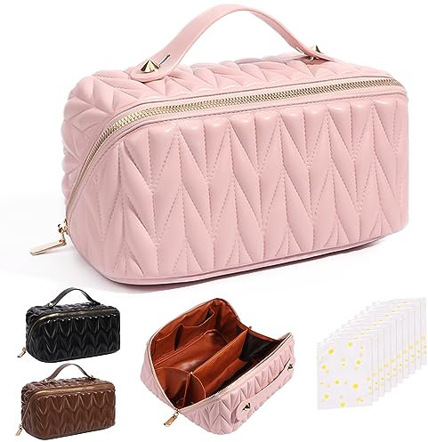 Yokilly Trousse De Toilette Femme: Grande PU Trousse Maquillage - Trousse De Toilette Femme Voyage - Étanche Portable Trousse De Maquillage - Sac Cosmétique de Voyage