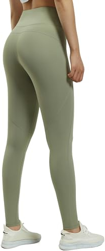 JOYSPELS Sport Leggings Damen High Waist Sporthose mit Tasche Yoga Leggins Blickdicht Sportleggins Yogahose Laufhose, Samtgrüngrau, L