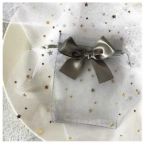 Yurosiay 30 Stück Organzasäckchen Bunt Organzabeutel Mit Satin Schleifen Organzasäckchen Mit Kordelzug Geschenksäckchen Organza Schmuckbeutel Organza Organzabeutel Hochzeit Grau 17×23cm