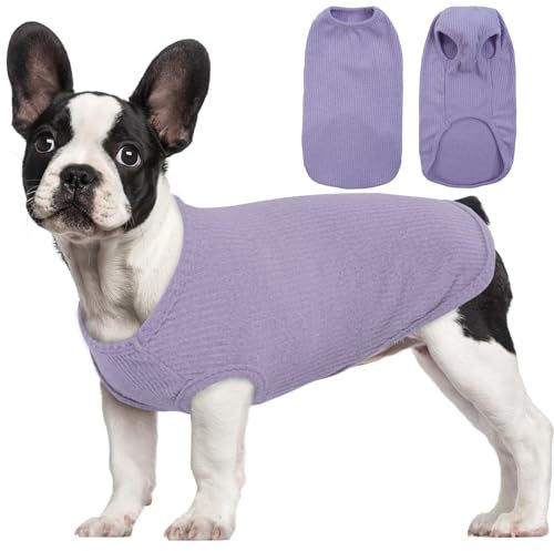 Hjumarayan Hundepullover Mittelgroße Hunde - Hundeshirt Dünn Hunde Pullover Sonnenschutz Tshirt Elastisch Hundepulli Gestreifte Shirt Pullis für Dackel Französische Bulldogge (Lila M)