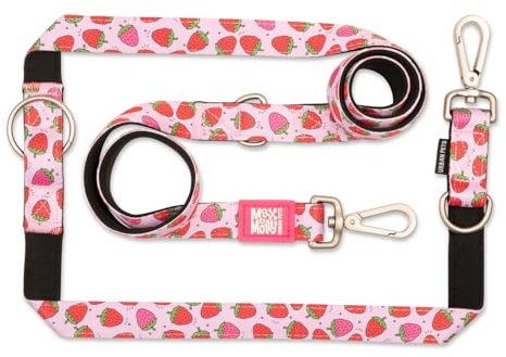 Max & Molly Multifunktions Hundeleine 2m mit 2 Karabinern, Strawberry Dream/M Umhängeleine Gepolstert, Sicher & Flexibel – Komfort für deinen treuen Begleiter