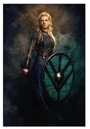 MEZUMI Lagertha Vikings Leinwand-Poster, Wandkunst, Dekordruck, Bild Gemälde für Wohnzimmer Schlafzimmer, Dekoration, ungerahmt, 60 x 90 cm
