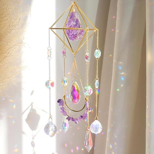 YeahBoom Atrapasoles Cristal,Colgante Cristal,Crystal Suncatcher Ornamento Colgante,Sun Catcher para Ventanas Jardines,Campanas Viento Cristal Atrapasueños para Colgar en Casa, Jardín, Oficina