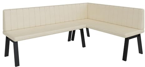 FURNISTAR Eckbank Akiko Metal A - Eckbankgruppe für Ihrem Esszimmer, Küche modern, Sitzecke, Essecke. Perfekt für Küche, Büro und Rezeption. Solide und Starke Verarbeitung. (196x142-Rechts-Soft18)